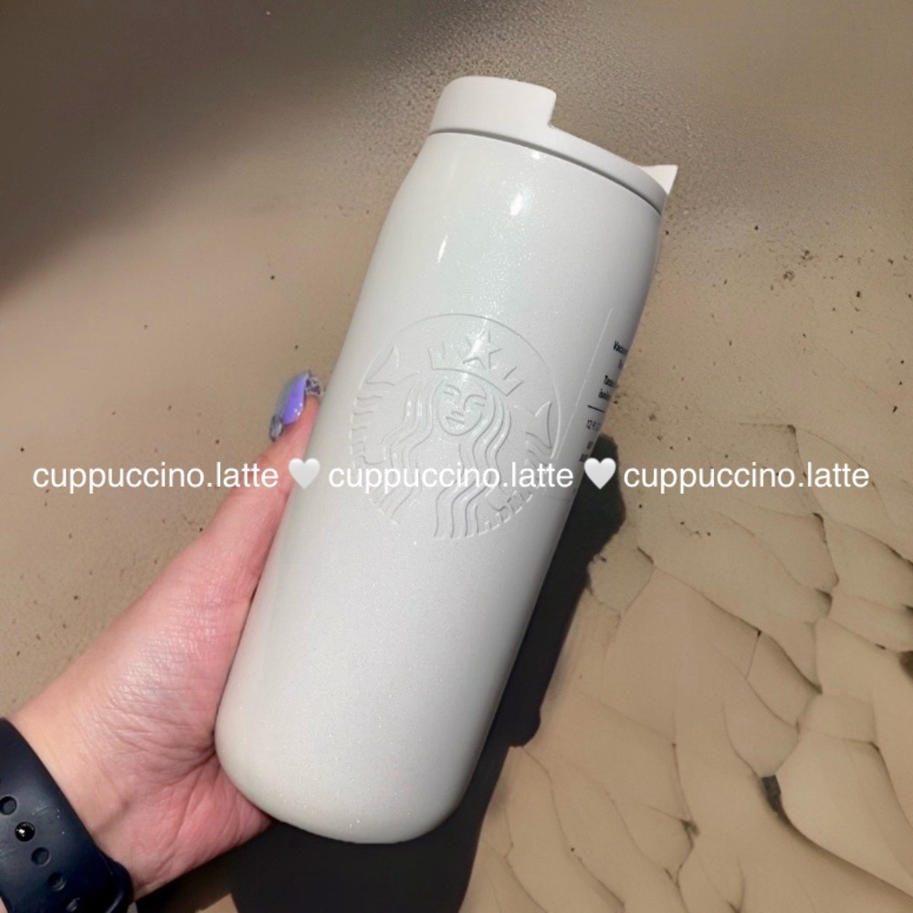 🤍NWT🤍Starbucks 2026 Spring White Glitter Sheen Stainless Steel Bottle Tumbler